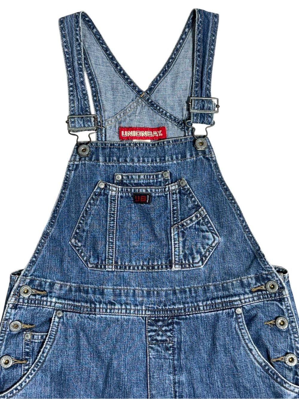 Vintage 90s UNIONBAY Denim Overalls Carpenter Baggy Y2K Grunge Blue Fits Small - Picture 3 of 7